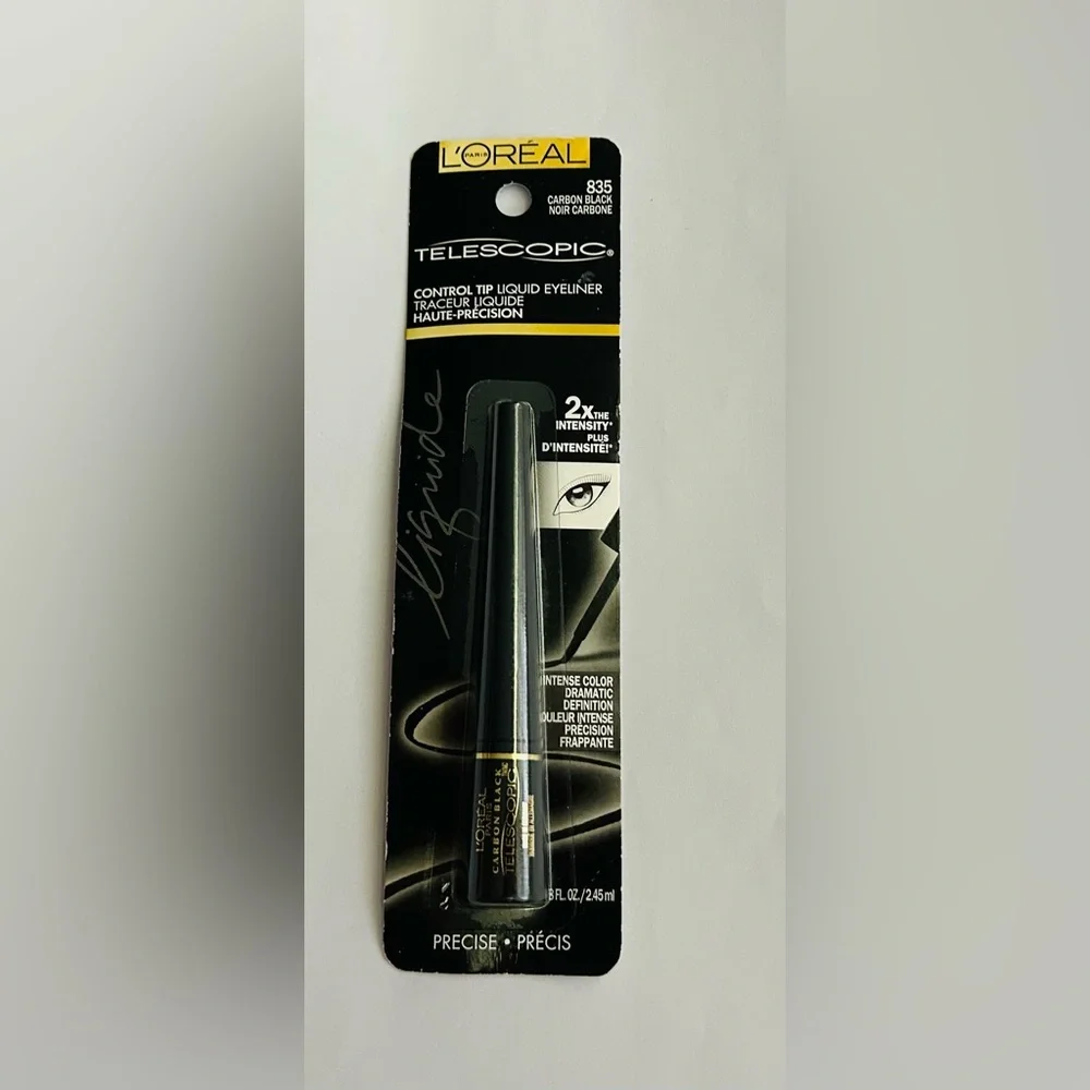 New 3 L'Oreal Telescopic Control Tip Liquid Eyeliner Carbon Black made Germany